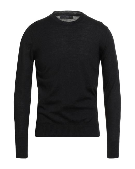Messagerie Men's Black Sweater Merino Wool, Acrylic
