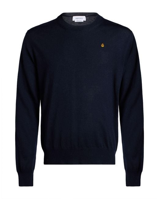McQueen Blue Sweater Wool, Viscose, Polyester for men
