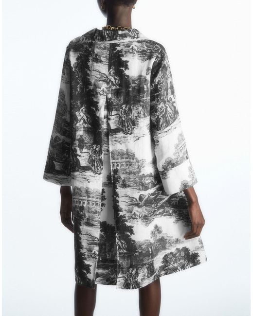 COS French Toile Linen Dress in Gray | Lyst