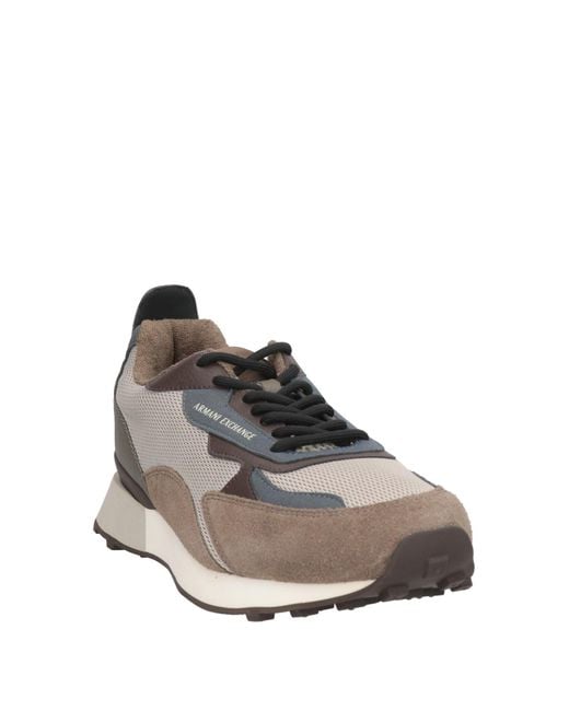 ARMANI EXCHANGE Gray Sneakers Leather, Textile Fibers for men