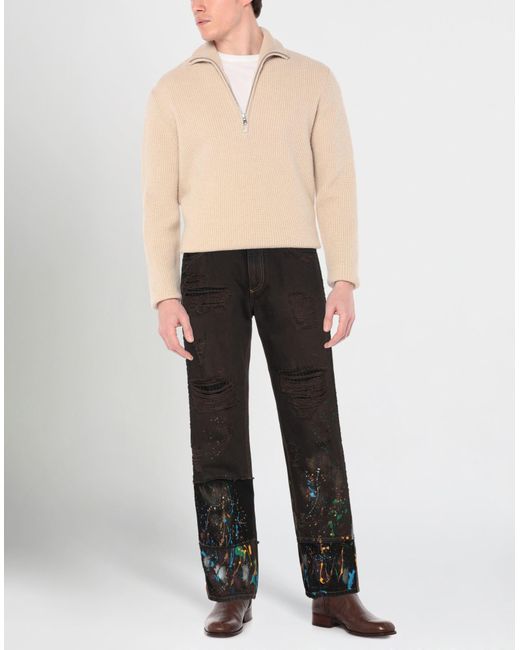 Dolce & Gabbana Gray Dark Jeans Cotton, Calfskin for men