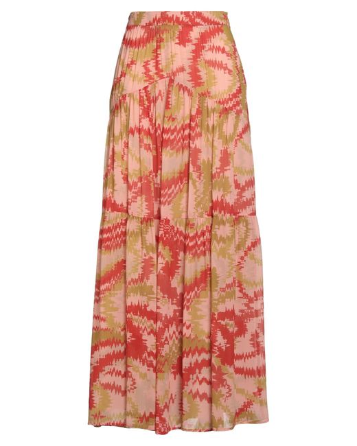 Dondup Red Maxi Skirt Viscose