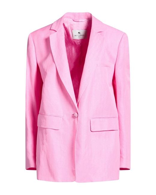 Etro Pink Blazer Linen, Silk