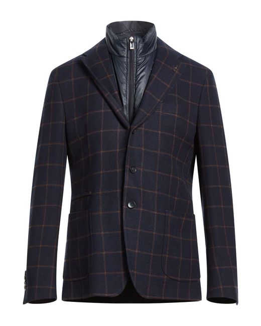 Paoloni Blue Midnight Blazer Cotton, Virgin Wool, Cashmere for men