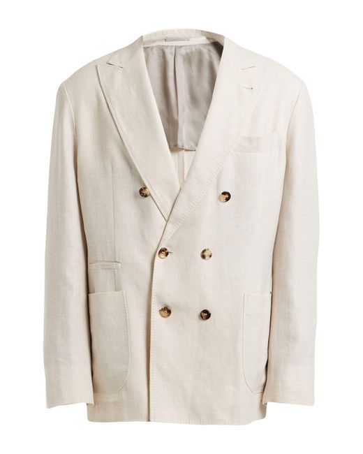 Brunello Cucinelli White Blazer Linen, Wool, Silk for men