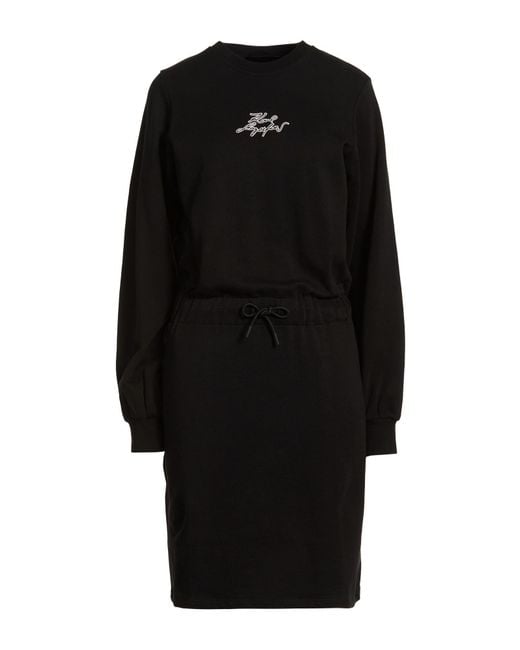 Karl Lagerfeld Black Midi Dress Organic Cotton