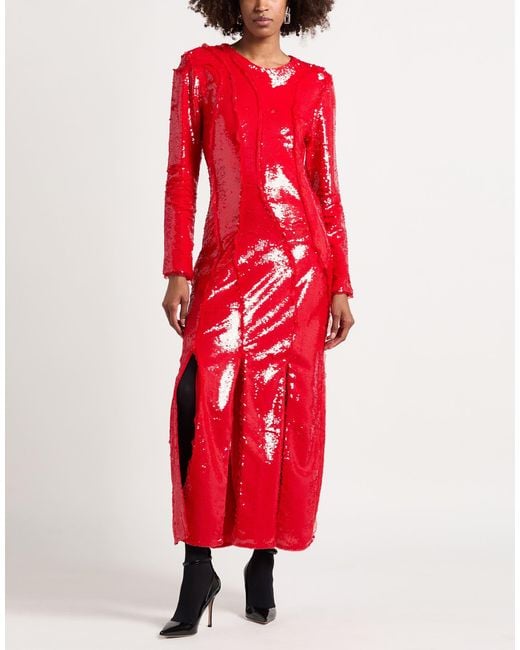 Ganni Red Maxi Dress Recycled Polyester