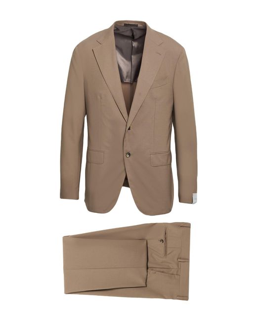 Caruso Natural Khaki Suit Wool for men