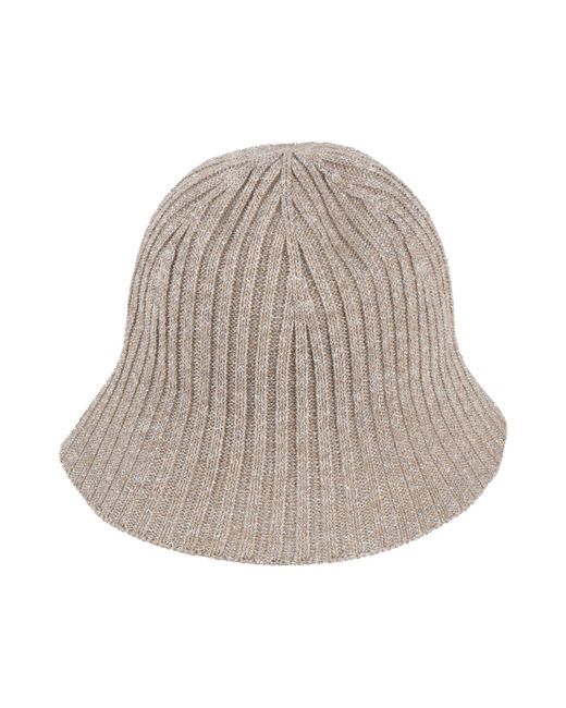 Brunello Cucinelli Natural Sand Hat Linen, Polyester, Metallic Fiber, Polyamide