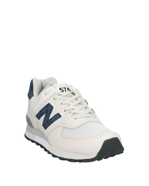 New Balance White Sneakers Leather, Textile Fibers for men