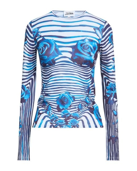 Jean Paul Gaultier Blue T-Shirt Polyester, Elastane