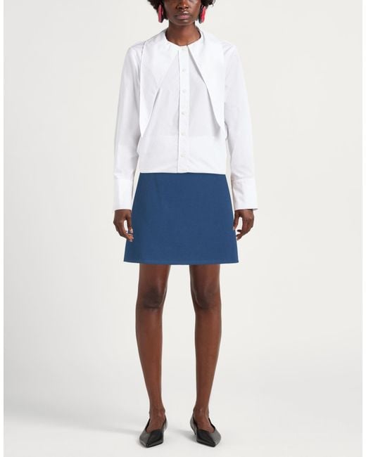 ODEEH Blue Mini Skirt Cotton, Silk