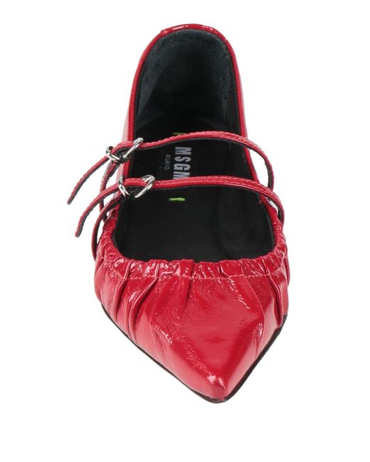MSGM Red Ballet Flats Leather