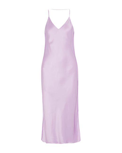 Helmut Lang Purple Raw Detail Satin Slip Dress