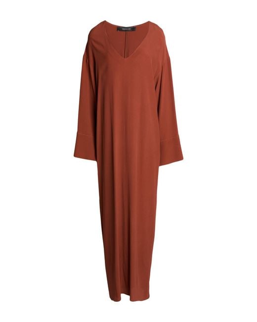 FEDERICA TOSI Red Tan Maxi Dress Silk, Acetate