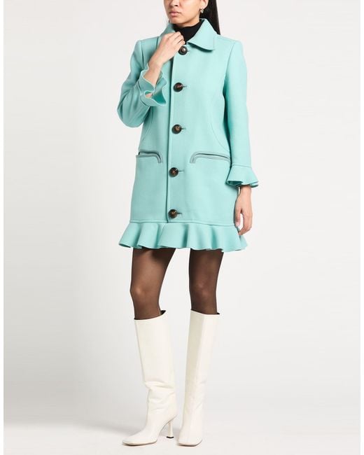 DSquared² Green Coat Virgin Wool, Polyamide, Silk