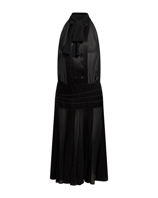 Elisabetta Franchi Black Midi Dress Polyester, Silk