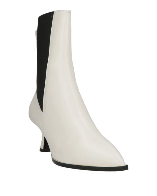 3Juin White Ivory Ankle Boots Leather