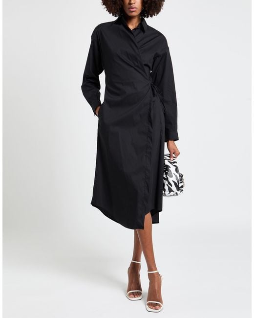 DIESEL Black Midi Dress Cotton, Polyamide, Elastane