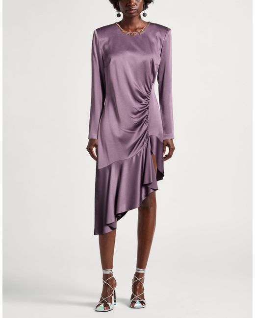 Elisabetta Franchi Purple Midi Dress Acetate, Viscose