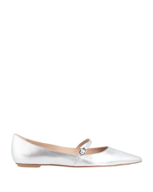 Stuart Weitzman White Ballet Flats Leather