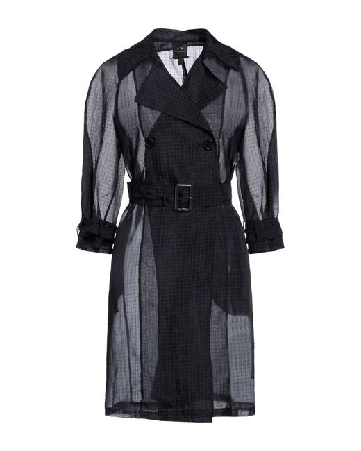 Armani Exchange Black Overcoat & Trench Coat