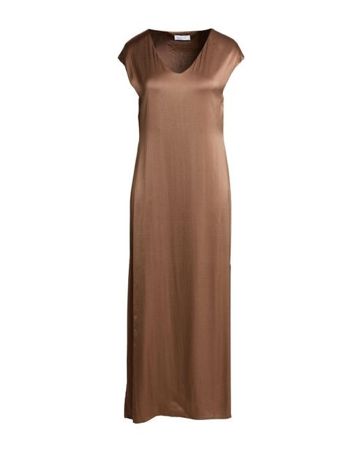 Daniele Fiesoli Brown Maxi Dress Viscose, Elastane