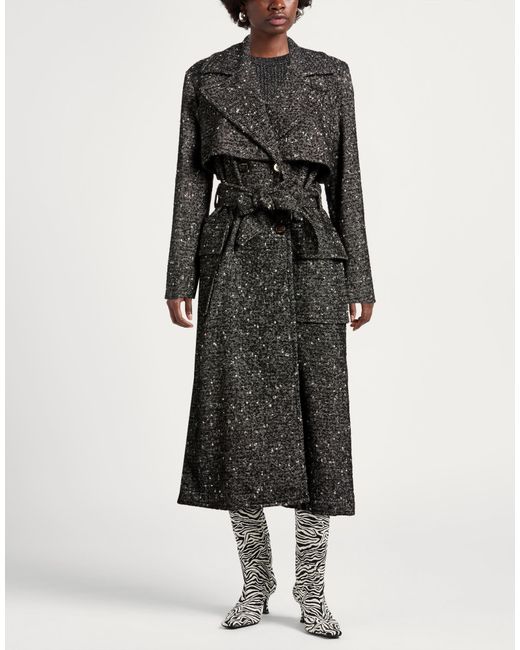 Pinko Black Coat Wool, Acrylic, Polyester, Polyamide