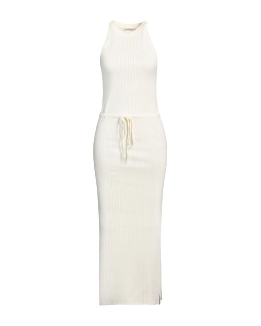 hinnominate White Ivory Maxi Dress Viscose, Polyester, Polyamide