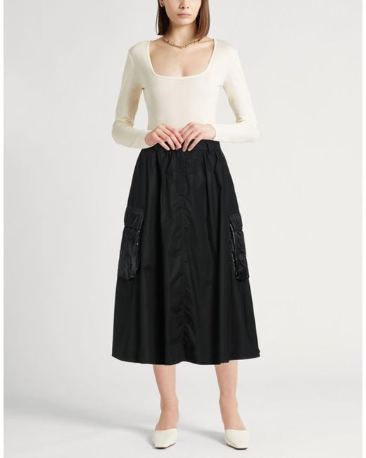 Herno Black Midi Skirt Cotton, Elastane, Polyamide, Polyester