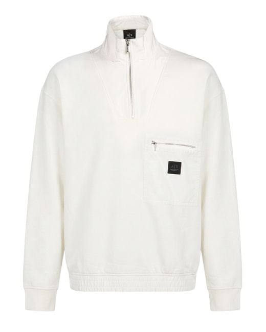 ARMANI EXCHANGE White Sweatshirt Cotton, Polyester, Elastane for men