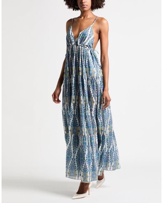 Etro Blue Maxi Dress Cotton, Silk
