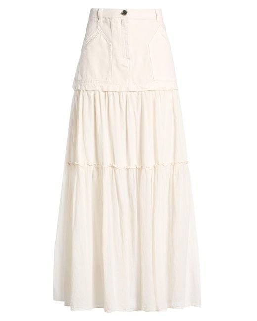 Pinko White Ivory Maxi Skirt Cotton