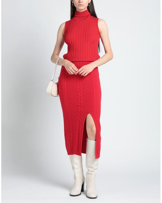 Patrizia Pepe Red Midi Skirt