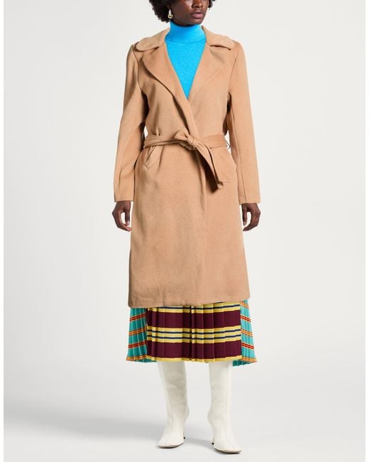 Berna Natural Camel Coat Polyester, Viscose, Elastane