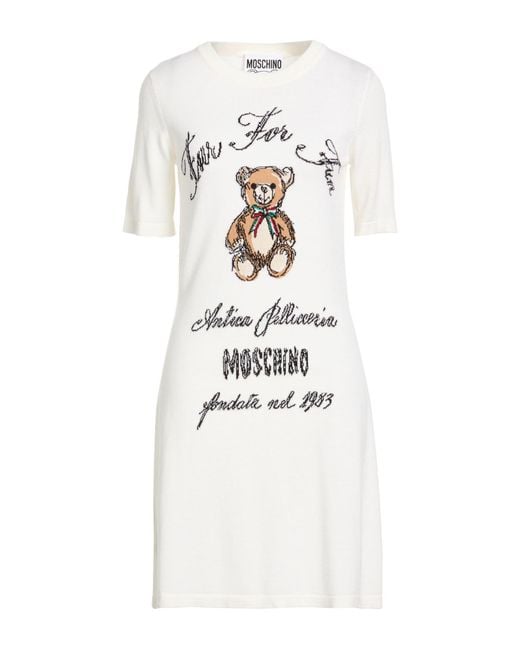 Moschino White Mini Dress Virgin Wool
