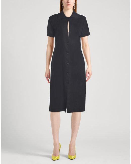 Liviana Conti Black Midi Dress Linen