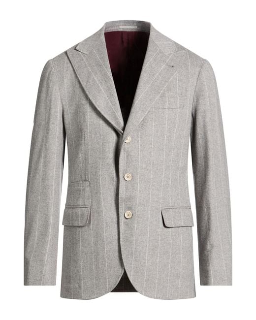 Brunello Cucinelli Gray Blazer Wool, Cashmere for men
