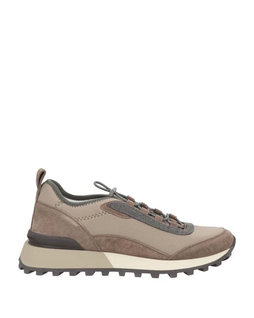 Brunello Cucinelli Gray Sneakers Textile Fibers, Leather