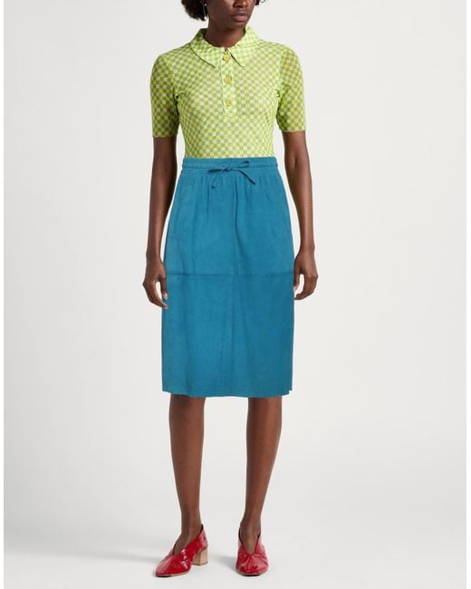 Oakwood Blue Midi Skirt Goat Skin