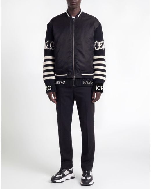 Iceberg Black Jacket Polyamide, Polyester for men