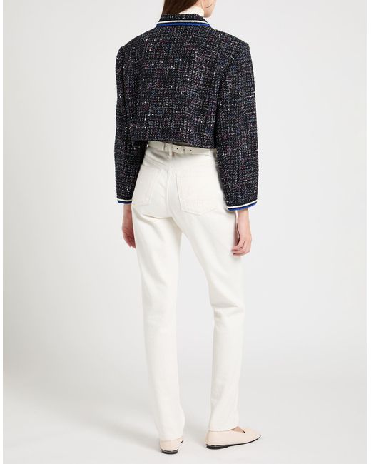 Sandro Black Cropped jacke aus tweed aus einer baumwollmischung mit metallic-effekt