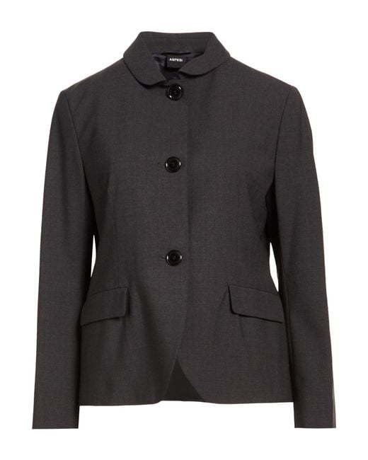 Aspesi Black Charcoal Blazer Virgin Wool, Polyamide, Elastane