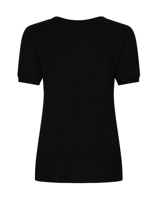 T Shirt Logo Dg Crystal di Dolce & Gabbana in Black
