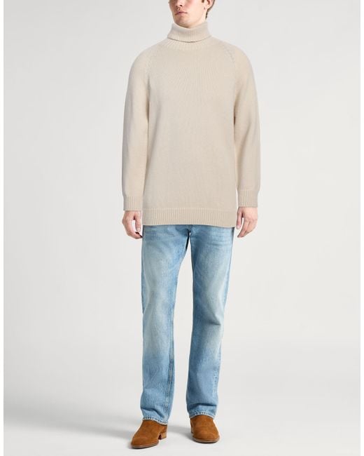Lardini White Ivory Turtleneck Cashmere for men