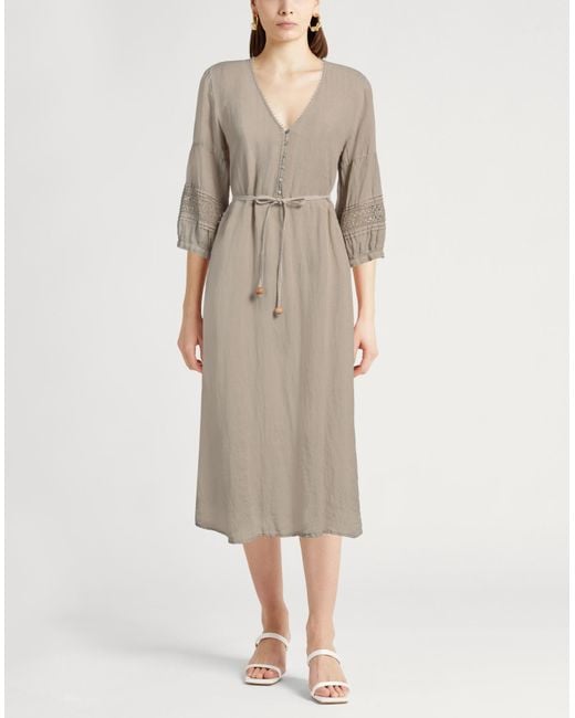 120% Lino Natural Midi Dress Linen
