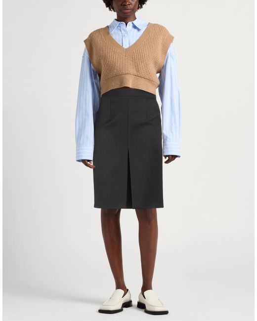 Nineminutes Black Midi Skirt Polyester, Viscose, Elastane