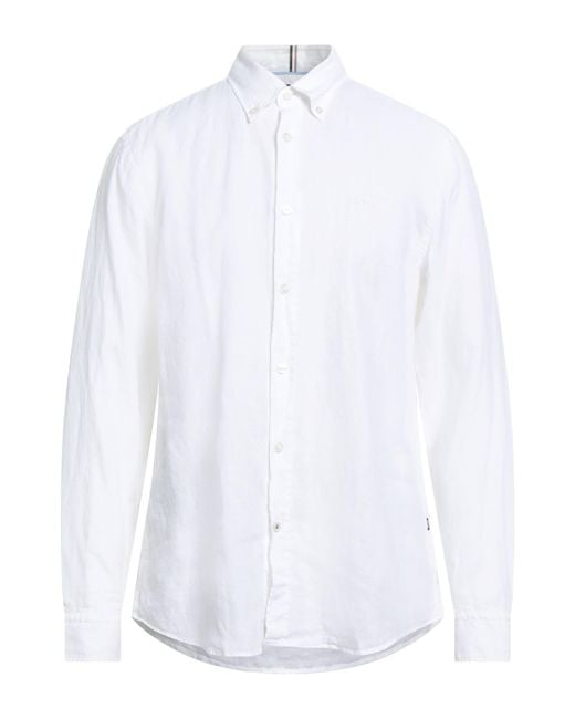 Boss White Ivory Shirt Linen for men
