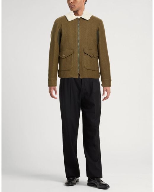 FRONT STREET 8 Green Jacket Wool, Polyamide, Polyester for men