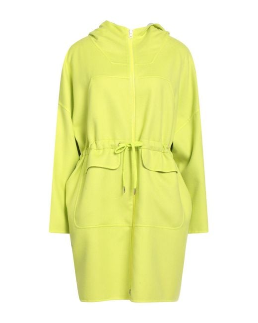 Herno Women's Yellow Lime Overcoat Trench Coat Virgin Wool